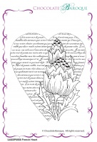 French Heart individual unmounted rubber stamp  - A6